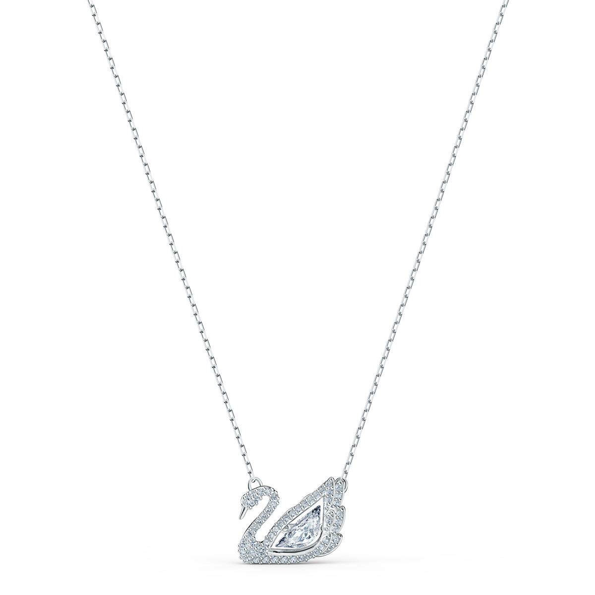Swarovski Crystal and Rhodium Dancing Swan Necklace